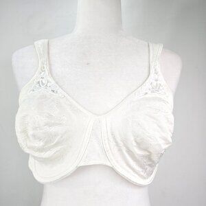 VTG Playtex Secrets Bra White Floral Cotton Underwire Full Coverage Bra 4415